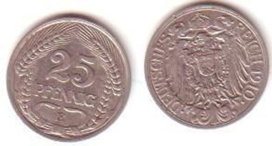 25 Pfennig Nickel Münze Deutsches Reich 1910 E Jäger 18