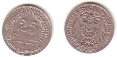 25 Pfennig Nickel Münze Deutsches Reich 1910 F Jäger 18