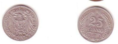 25 Pfennig Nickel Münze Deutsches Reich 1912 F Jäger 18