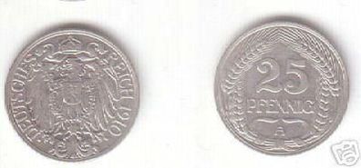 25 Pfennig Nickel Münze Kaiserreich 1910 A