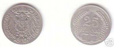 25 Pfennig Nickel Münze Kaiserreich 1910 F