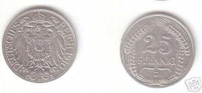 25 Pfennig Nickel Münze Kaiserreich 1910 J