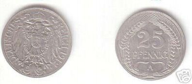 25 Pfennig Nickel Münze Kaiserreich 1912 A