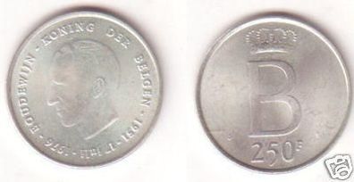 250 Franc Silber Münze Belgien 1976