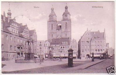 25164 Ak Wittenberg Markt mit Geschäften 1908