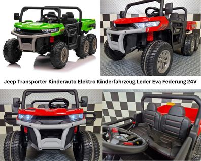 Jeep Elektro Transporter Kinderauto Kinderfahrzeug Leder Anhänger Federung 24V