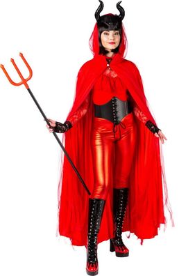 Umhang Teufel mit Tüll rot
