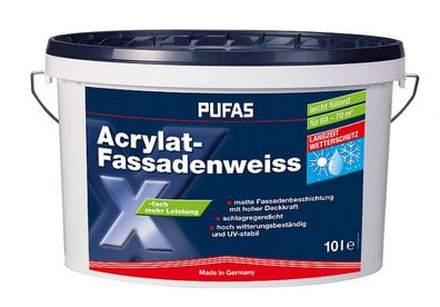 Pufas Acrylat-Fassadenweiss 10 Liter weiß