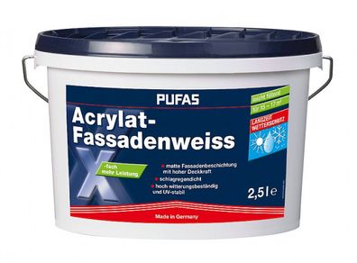 Pufas Acrylat-Fassadenweiss 2,5 Liter weiß