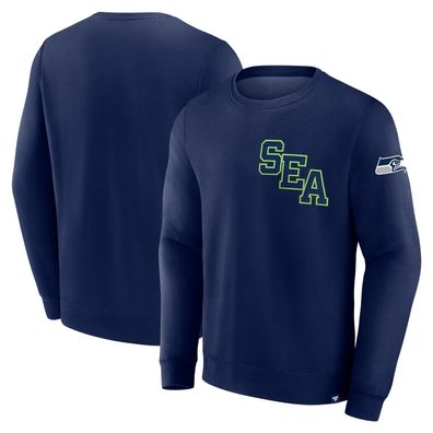 NFL Sweater Seattle Seahawks Varsity Letter Fleece Sweatshirt Pullover navy