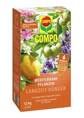 COMPO Mediterrane Pflanzen Langzeit-Dünger, 1,5 kg Faltschachtel