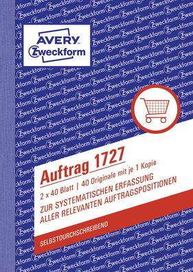 Avery Zweckform® 1727 1727 Auftrag, DIN A6, selbstdurchschreibend, 2 x 40 Blatt,