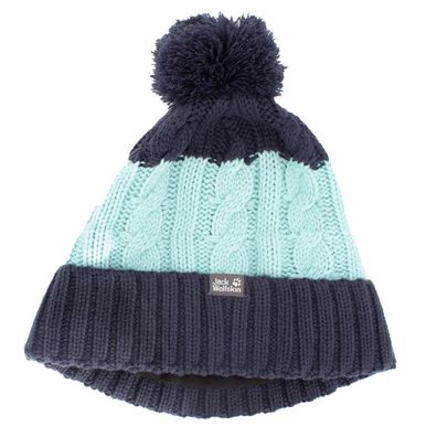 Jack Wolfskin Stormlock Pompom Beanie Kinder Winter Mütze Fleece 1908071-4098