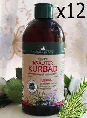 12x500ml Herbamedicus Kräuter Kurbad Rosmarin wohltuend anregend Vegan