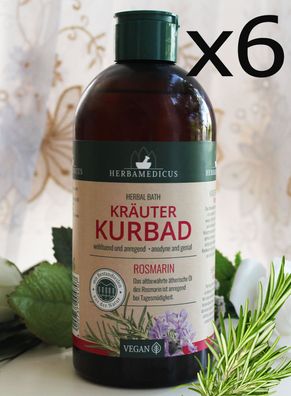 6x500ml Herbamedicus Kräuter Kurbad Rosmarin wohltuend anregend Vegan