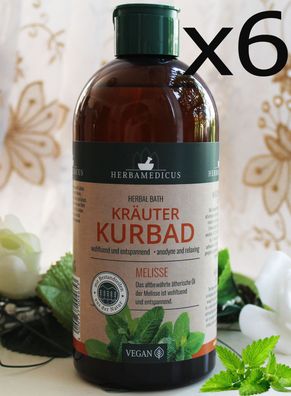 6x500ml Herbamedicus Kräuter Kurbad Melisse wohltuend und entspannend Vegan