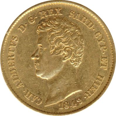 Sardinien 1849 G 20 Lire Carlo Alberto Gold