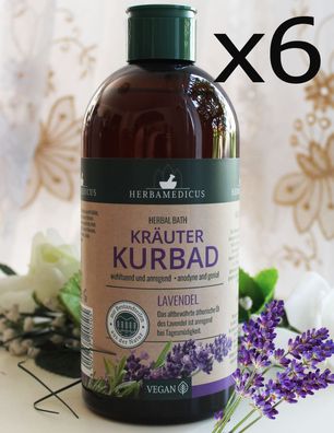 6x500ml Herbamedicus Kräuter Kurbad Lavendel wohltuend anregend Vegan