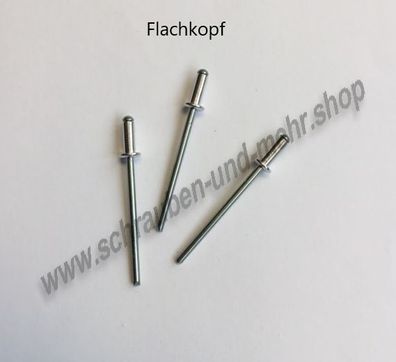 Blindniete Flachkopf Niete 3,2 x 8 Alu/Stahl original GESIPA