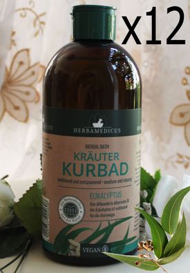 12x500ml Herbamedicus Kräuter Kurbad Eukalyptus wohltuend und entspannend Vegan