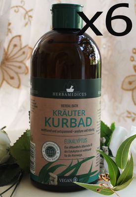 6x500ml Herbamedicus Kräuter Kurbad Eukalyptus wohltuend und entspannend Vegan