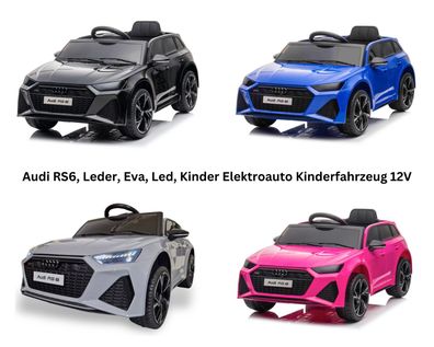 Audi RS6 Kinderauto Elektro Kinderfahrzeug Fernbedienung Ledersitz EVA Led 12V