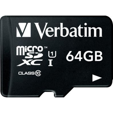 Verbatim 44084 Verbatim microSDXC 64GB Class 10 UHS-I incl Adapter