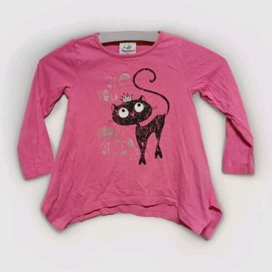 Topolino Mädchen Longsleeve Gr. 104 Langarmshirt rosa Katze Oberteil lang D3