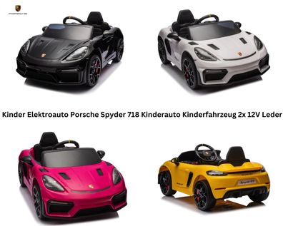 Kinder Elektroauto Porsche Spyder RS Kinderauto Kinderfahrzeug 2x 12V Leder LED