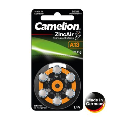 Camelion Zink Luft Knopfzellen A13, 6er Set