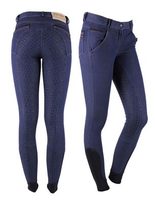 QHP Reithose Denim Full-Grip men Blau 2019