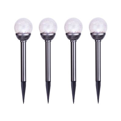 BUVTEC LED-Solar-Steckleuchten, Crakleglas, 4er Set