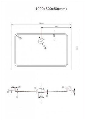 BuyLando - U Duschkabine Nora - 100x80x200cm - mit Duschtasse + Ablaufgarnitur/Siphon