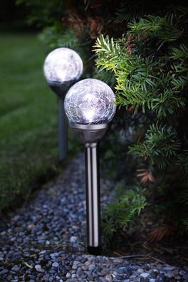 Best Season LED-Solar-Stäbe, 2er-Set, 39 x 8 cm, silber