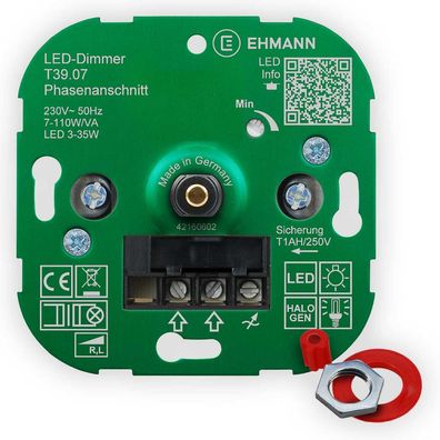 EHMANN Unterputz-Dimmer, Phasenanschnitt, 230V, 50Hz