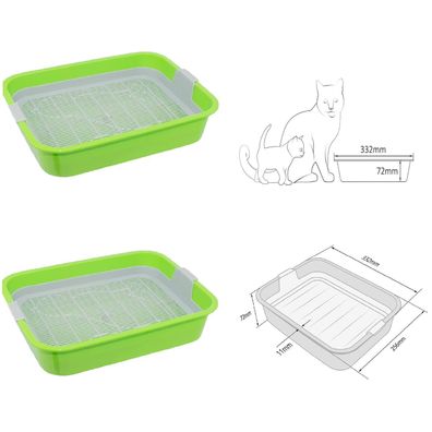 2x Set Katzentoilette Tray Schalentoilette Katzenklo Kätzchen WC Reinigungssieb Grün