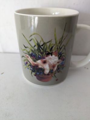 Katze Blumen Design Kaffeetasse Porzellan 0,3 L