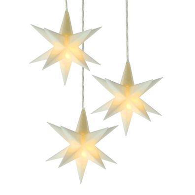 LED 3D Weihnachts Stern 12 cm - weiß / 3er Set - Garten Deko Leuchte Timer außen