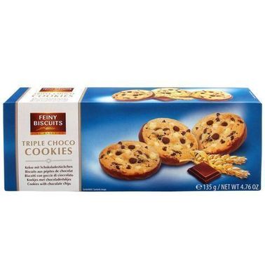 Feiny Biscuits Triple Choco Kekse 135 g - Schokoladengenuss aus Deutschland