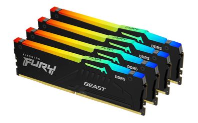 Kingston RAM FURY Beast RGB - 128 GB (4 x 32 GB Kit) - DDR5 5200 DIMM CL40