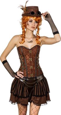 Korsage braun mit Verschlüssen altgold Steampunk XL