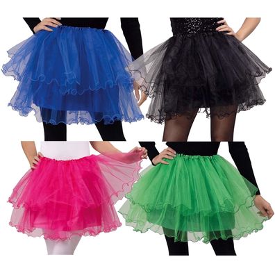Tüllrock Petticoat Damen Kostüm blickdicht Rock Tutu 4 Farben Karneval Fasching