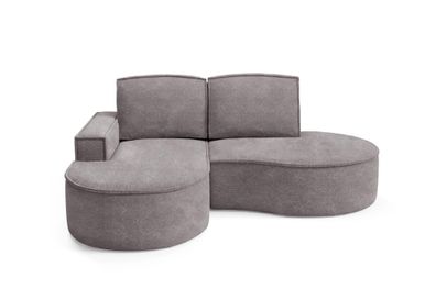 BETTSO FLOW Ecksofa mit abgerundeten Seiten Grau aus Abriamo-Stoff Links