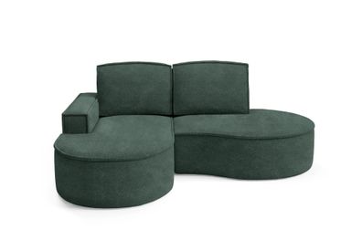 BETTSO FLOW Ecksofa mit abgerundeten Seiten mit Kissen grün in Abriamo Stoff Links