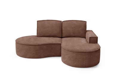 BETTSO FLOW Ecksofa mit abgerundeten Seiten mit Kissen rot in Abriamo Stoff Rechts