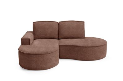 BETTSO FLOW Ecksofa mit abgerundeten Seiten mit Kissen rot in Abriamo Stoff Links