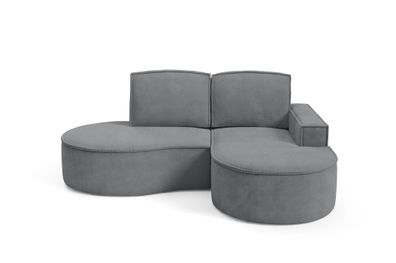 BETTSO FLOW Ecksofa mit abgerundeten Seiten und Kissen in Graphit, Stoff Curio Rechts