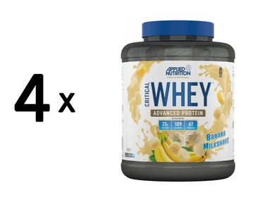 4 x Applied Nutrition Critical Whey (2000g) Banana Milkshake