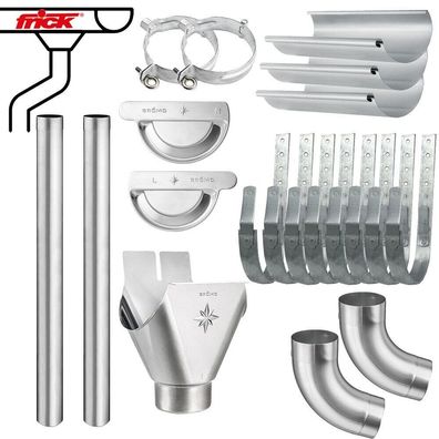 Dachrinnen Komplettset verzinkt farbig 8tlg/250 - 7tlg/280 - 6tlg/333