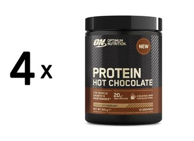 4 x Optimum Nutrition Protein Hot Chocolate (350g) Chocolate Hazelnut
